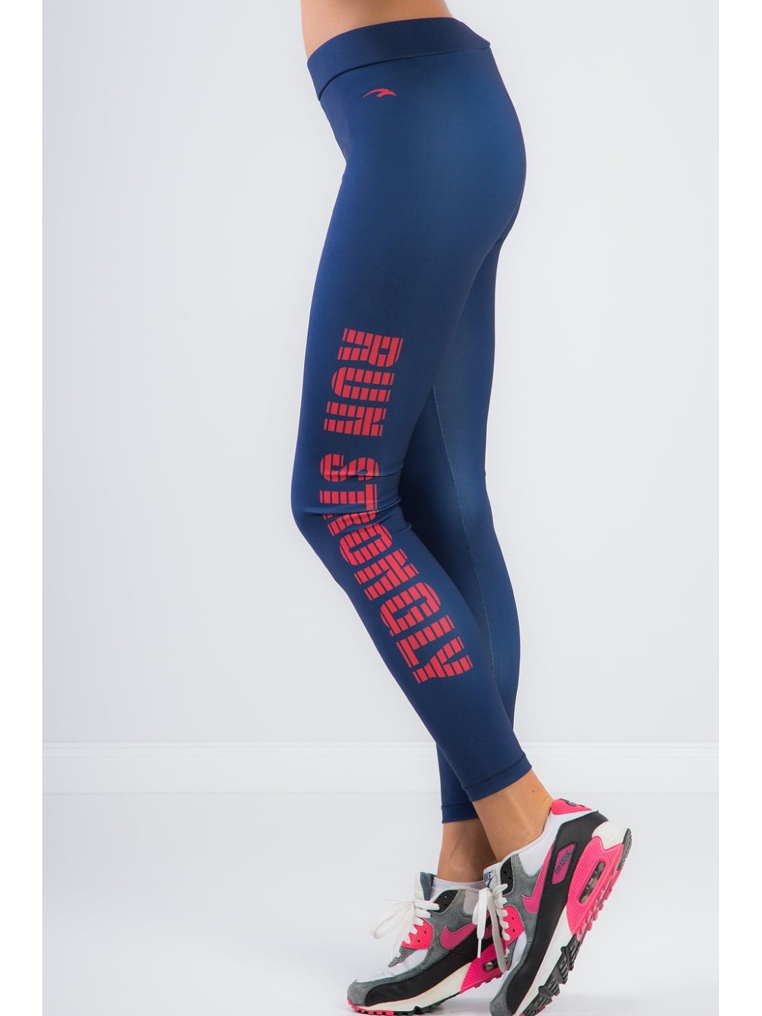 Dark blue leggings with red inscription 13930 - Online store - Boutique